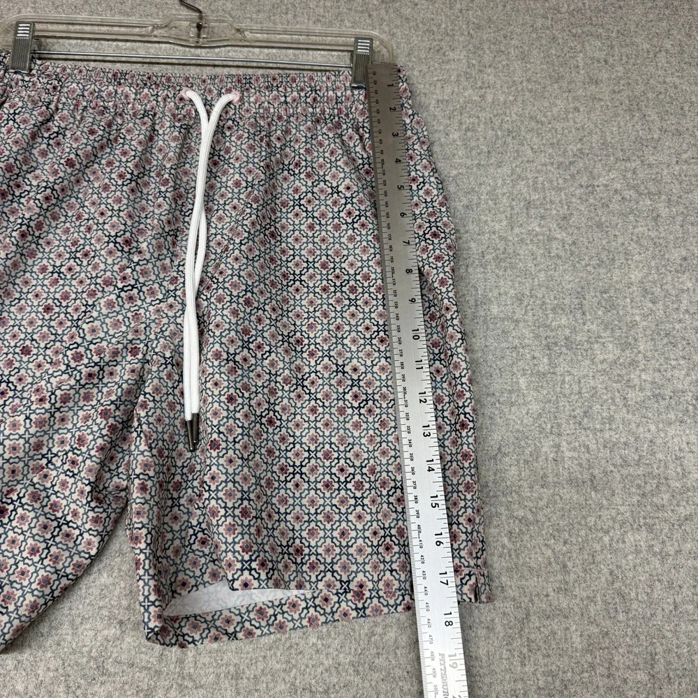 Goodfellow & Co Swim Trunks Size S Blue Pink Geometric Floral Drawstring Pockets